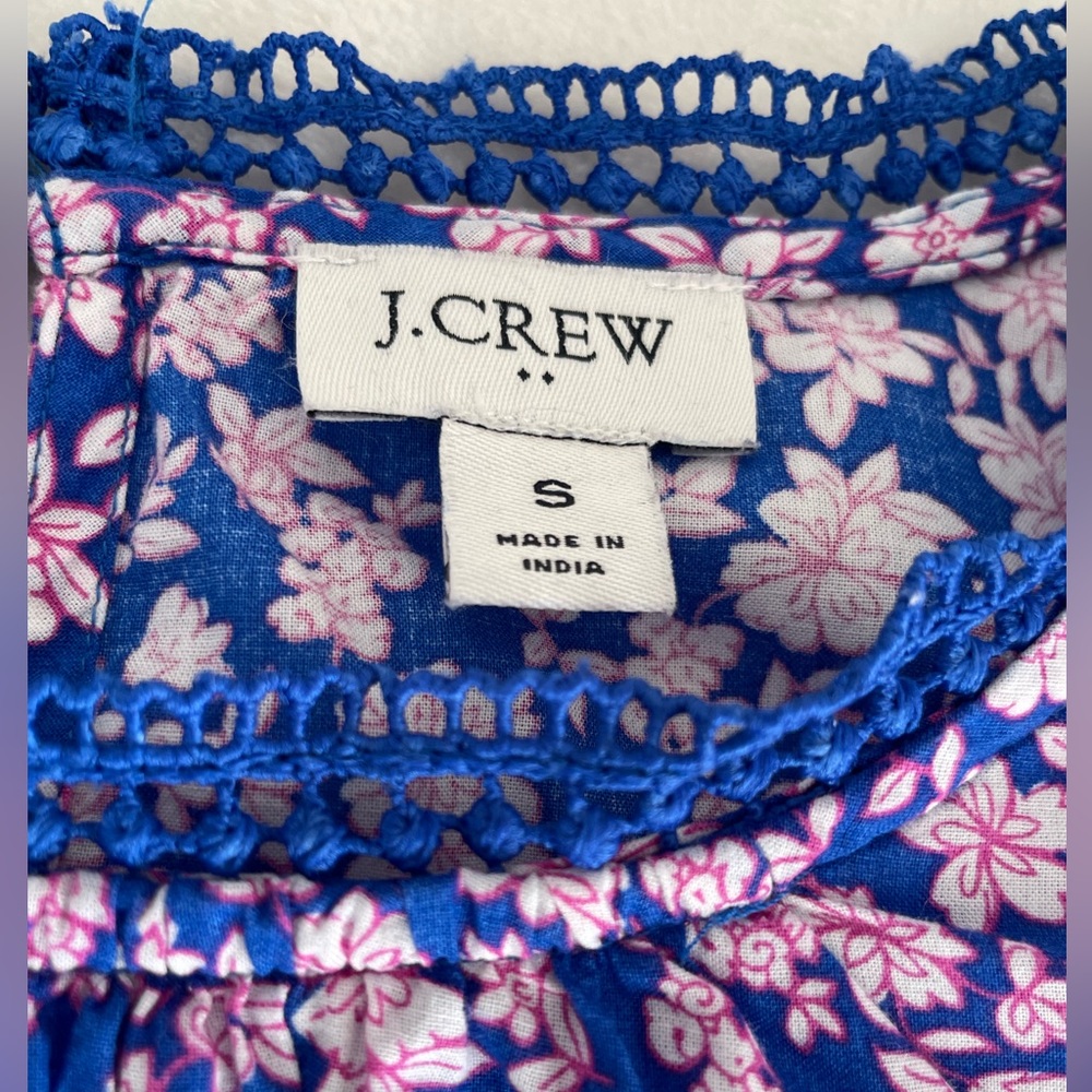 J. Crew Size S Liberty Long-Sleeve Ruffle-Shoulder Top Lace Neckline Pintucked - Picture 15 of 17